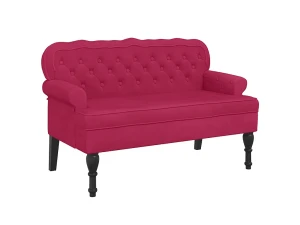 vidaxl Banco con respaldo terciopelo rojo tinto 119,5x64,5x75 cm