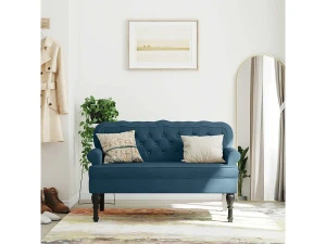 vidaxl Banco con respaldo terciopelo azul 119,5x64,5x75 cm