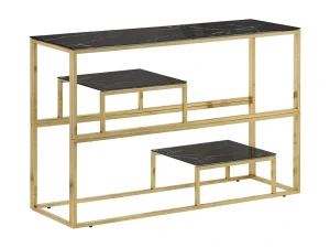 vidaxl Mesa consola acero inoxidable dorado y vidrio templado