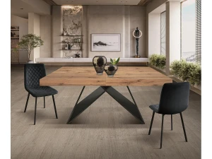 Mesa de madeira, efeito carvalho, base antracite, ext.180×90-260×90cm - VULCANO