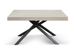 Houten tafel, afwerking parelmoer olm, antraciet onderstel, uitschuifbaar 140x90 - FORTE DEI MARMI