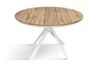 Rustieke eiken ronde tafel, witte metalen poten 120-170cm - PANTELLERIA