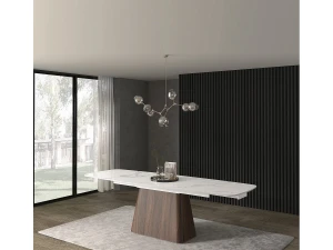 Mesa de vitrocerâmica com efeito de mármore, extensível 160×90-240×90 - MALTA