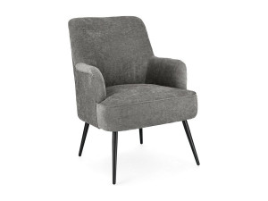 Fauteuil in donkergrijze stof en zwart gelakte stalen poten - ERNESTINE