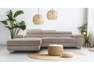 AX LIVING Arborio beige hoekbank 280cm slaapfunctie en opbergruimte L