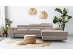 AX LIVING Arborio beige hoekbank 280cm slaapfunctie en opbergruimte R
