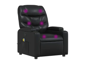 vidaxl Sillón de masaje reclinable cuero sintético negro