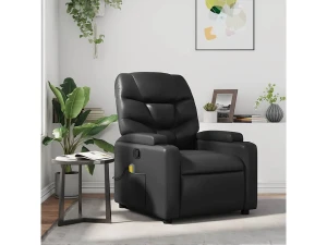 vidaxl Sillón de masaje reclinable cuero sintético negro