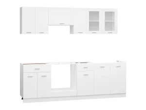vidaxl 8 pcs conjunto armários de cozinha derivados de madeira Lyon branco