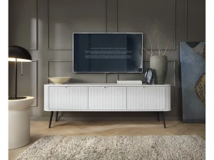 Móvel de TV: Branco, patas Pretas, 168 x 57 x 39 cm