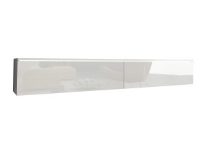 Moderne tv-meubel 180 cm voor de woonkamer – 2-deurs, greeploos, mat + glans, staand of hangend, wit / wit glans