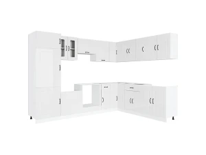 vidaxl 14 peças armário de cozinha conjunto Kalmar brilho branco
