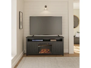 Dorel Home Lowboard con chimenea eléctrica en tablero de partículas negro