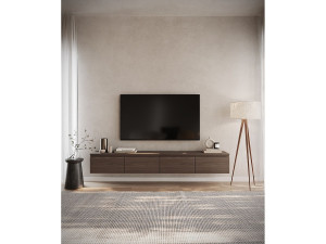 SELSEY TV-meubel met 4 deuren - wandmontage - 200 cm - Wisconsin notenhout - BEMMI