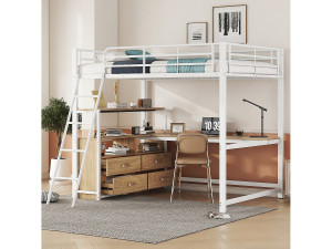 Hauss Spole Stapelbed 140x200 cm met bureau - Wit metalen frame (zonder matras)