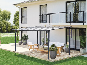 Habitat et jardin Aanbouwpergola "Marvin" - 4 x 3 m - 423 x 298 x 243 cm - Donkergrijs