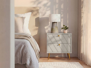 Vente-unique Set van 2 nachtkastjes - 2 lades - Beige - TEODA van Pascal MORABITO