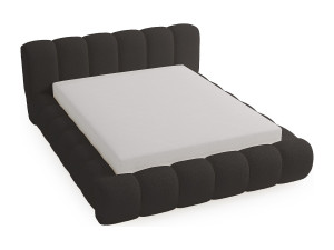 Gestoffeerd bed 180x200 Cloud met opbergruimte, luxe tweepersoonsbed met lattenbodem, bouclé zwart