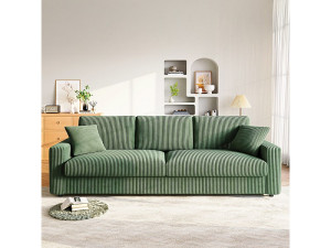 DripeX Grote bank in geribbeld fluweel met 2 kussens - Groen - 256 x 89 x 88 cm