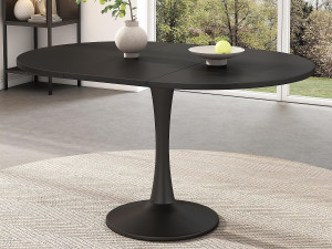 ModernLuxe Uitschuifbare ovale eettafel - 100/140 x 100 x 75 cm - MDF - Zwart