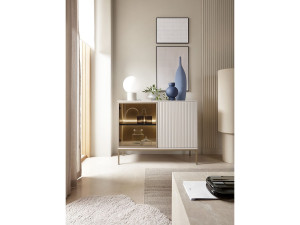 SELSEY 2-deurs dressoir met LED - 104 cm - grijs - TOSENA