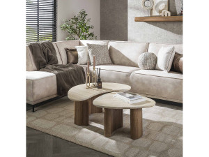 Salontafel Romano Organic Travertin look - Set van 2