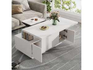 Merax Moderne opklapbare salontafel - 100 x 50 x 55,5 cm - met verborgen opbergruimte - spaanplaat - wit