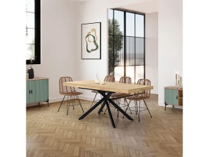 VS Venta-stock Mesa de Comedor Extensible Palermo Color Roble, 140-180 cm