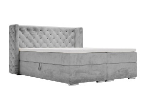 Boxspringbed Valencia Box 180x200, bed met opbergruimte, matras en topper, grijs