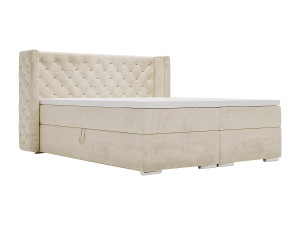 Boxspringbed Valencia Box 180x200, bed met opbergruimte, matras en topper, beige