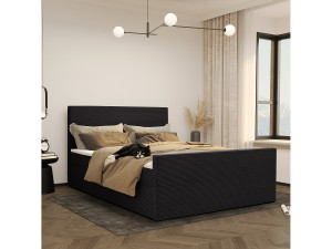 Boxspringbed met bedbodem en topper VIESTA stof Poso Zwart 140x200 cm H2-Pocket