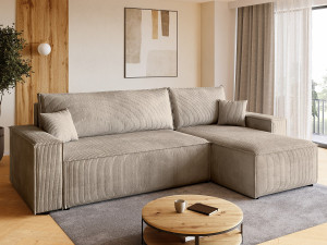 BroMARKT Hoekbank met slaapfunctie beige ADI L