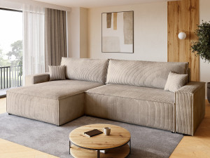 BroMARKT Hoekbank met slaapfunctie beige ADI XL
