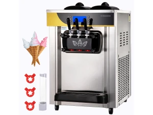 Máquina de Helado Blando SucceBuy, 22-30 L/H, 2200 W, Máquina de Helado Italiano Comercial Tolva 2x6 L