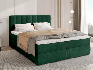 BroMARKT Boxspringbed met hoofdeinde, matras en dekmatras - DENVER - 160x200 - groente
