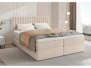 BroMARKT Boxspringbed met hoofdeinde, matras en dekmatras - DREAM - 160x200 - beige