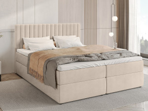 BroMARKT Boxspringbed met hoofdeinde, matras en dekmatras - DREAM - 180x200 - beige