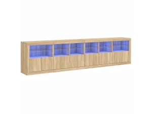 vidaxl Aparador con luces LED roble Sonoma 283x37x67 cm