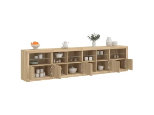 vidaxl Aparador con luces LED roble Sonoma 283x37x67 cm