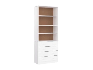 vidaxl Librería con cajones ALTA madera de pino blanco 77x35x186,5 cm