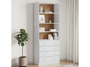 vidaxl Librería con cajones ALTA madera de pino blanco 77x35x186,5 cm