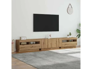 vidaxl Mueble de TV luces LED madera roble artisan 260x35x40 cm