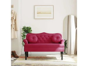 vidaxl Banco con cojines terciopelo rojo tinto 120,5x65x75 cm
