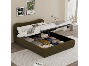 Concept-Usine Opbergbed 160x200cm Design Afgerond Ribfluweel Groen