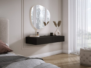 Hangende kaptafel met twee lades, gladde voorkant - kleur: kasjmier, 100 x 40 x 16 cm