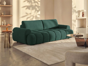 Unique Sofá cama 4 plazas en tejido verde abeto FRIDORA