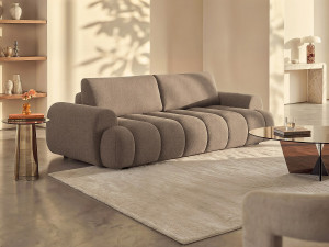Unique Sofá cama de 4 plazas en tela color topo FRIDORA