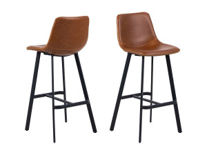 ebuy24 Orewa barstoel met beige contraststiksel bruin, zwart.