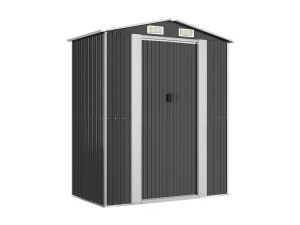 Helloshop26 Casinha de jardim cabana depósito galpão externo galpão robusto para ferramentas 192 x 108 x 223 cm aço galvanizado antracite 02_0022194