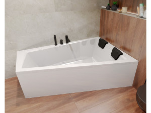Hoekbad INTIMA 170x125 rechts + 2 hoofdsteunen KODI   Afvoer &amp; poten GRATIS!